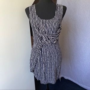 Navy & White Striped Fitted Mini Dress